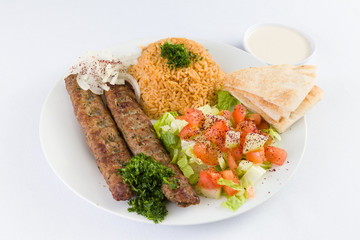 Beef Kafta Kabab with Rice and  Salad