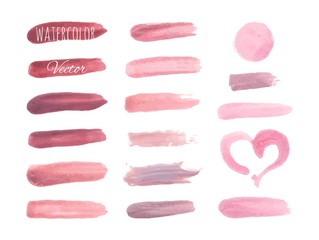 Set of pink paint brush strokes