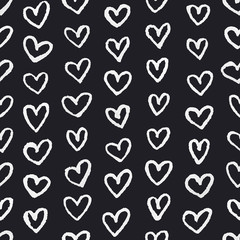 Seamless pattern with chalk drawing hearts