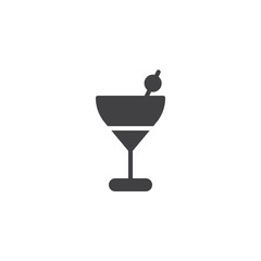 Cocktail glass vector icon. filled flat sign for mobile concept and web design. Martini drink with olive simple solid icon. Symbol, logo illustration. Pixel perfect vector graphics