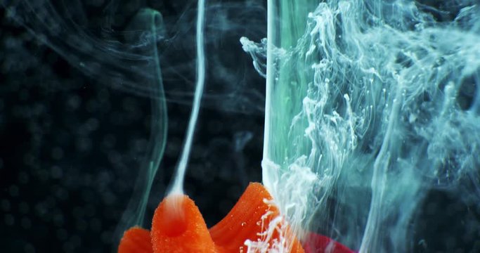 Art object with paints,  abstraction. Macro. 4K.
