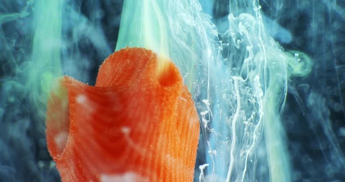 Art object with paints,  abstraction. Macro. 4K.
