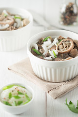 The national dish of nomadic peoples of Mongolia, Kalmykia, Tuva, Buryatia, Kazakhstan, Asia Europe East. Liver soup liver fat tripe onion lamb sheep