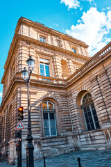 Streets of Paris in orange and teal colors
