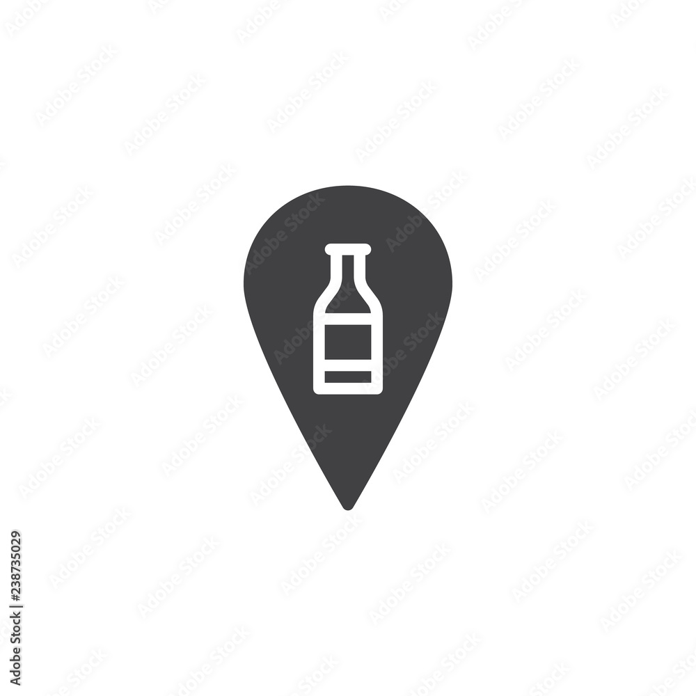 Aufkleber bar location pin vector icon. filled flat sign for mobile concept and web design. map marker with be