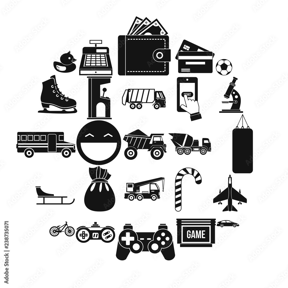 Aufkleber active rest of child icons set. simple set of 25 active rest of child vector icons for web isolated 