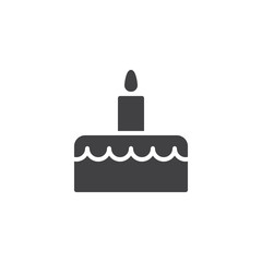 Party cake vector icon. filled flat sign for mobile concept and web design. Cake with candle simple solid icon. Symbol, logo illustration. Pixel perfect vector graphics