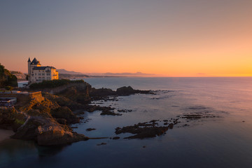 Sunset from the city of Biarritz at the Basque Country. - obrazy, fototapety, plakaty