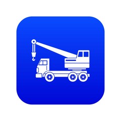 Truck crane icon digital blue for any design isolated on white vector illustration