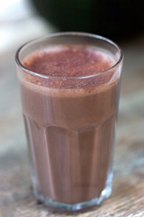 Chocolate smoothie in glass 