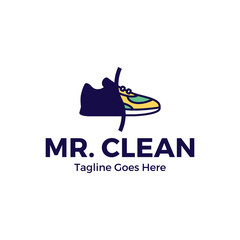 Vector Sneaker Cleaning Logo Design Template