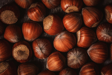Obraz premium full frame of shelled hazelnuts as backdrop