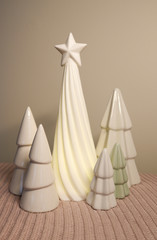 Christmas and New Year decorations for the home. Christmas star and Christmas tree.