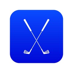 Two golf clubs icon digital blue for any design isolated on white vector illustration