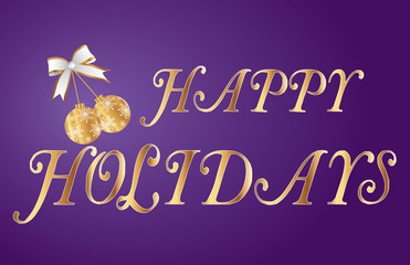 Christmas-Happy Holidays Purple & Gold