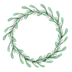 Watercolor colorful floral greeting decoration wreath