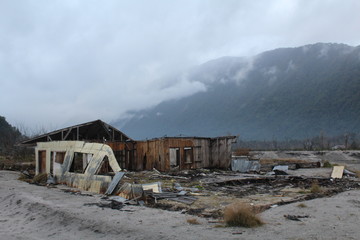 Obraz na płótnie Canvas Ruins of the volcano eruption, Chaiten Chile