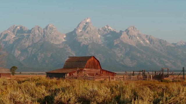 A Mormon barn in the Mormon Row Historic District, Grand Teton National Park, WY