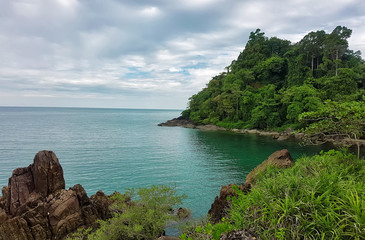 Beautiful green coast in Thailand. Vacation concept.