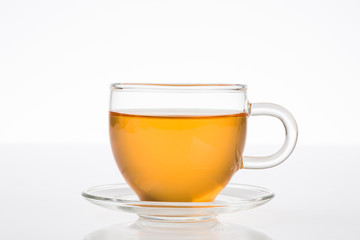 Cup of tea on white background