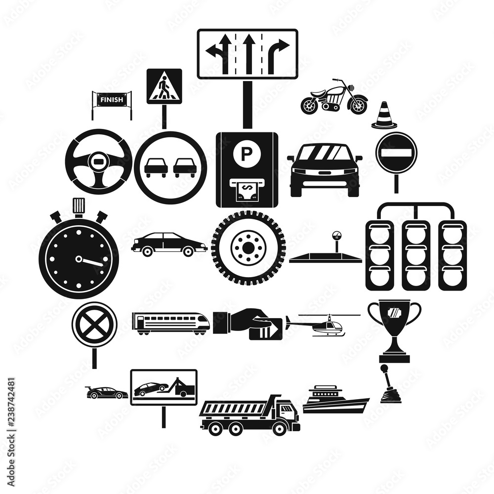 Poster traffic light icons set. simple set of 25 traffic light vector icons for web isolated on white backg