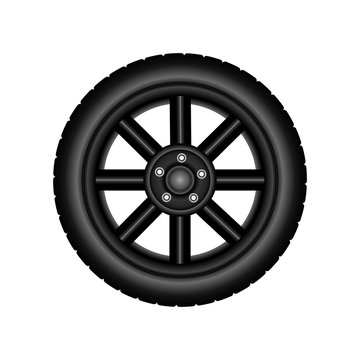 Wheel Black Disc. Vector design. White background.