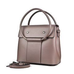 beige leather bag isolated on white background