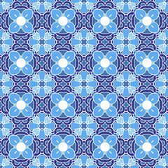 Seamless abstract tiled pattern vector mosaic blue and white