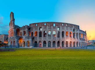 Fototapeta na wymiar Colosseum in Rome - Colosseum is the best famous known architecture and landmark in Rome, Italy 