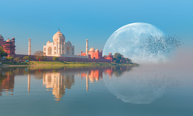 Taj Mahal at sunset - Agra, India  Elements of this Image Furnished by NASA 