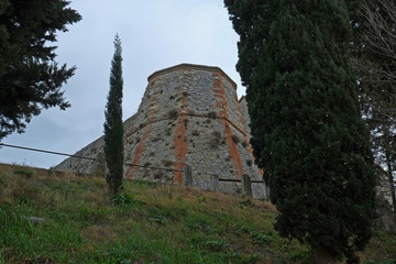 Fototapeta na wymiar Medieval castle walls in Verucchio, Italy