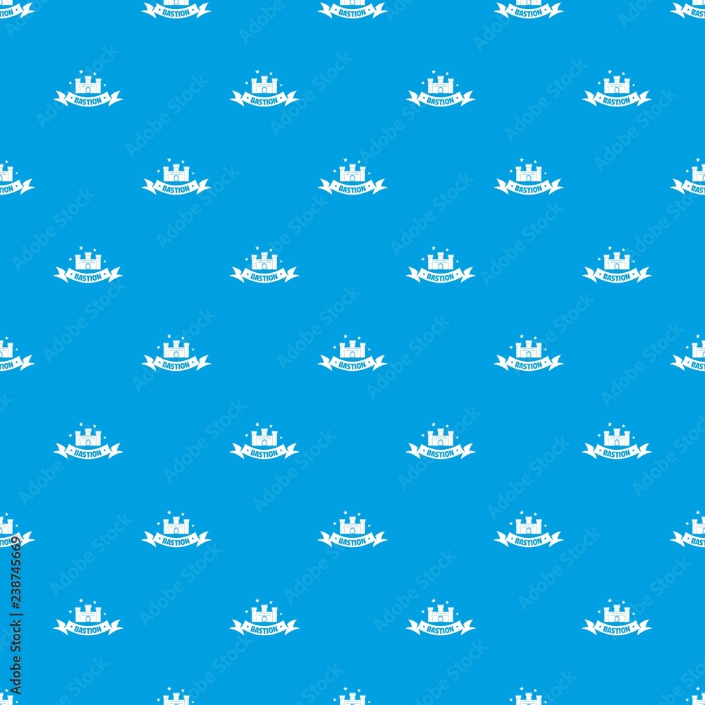 Poster building bastion pattern vector seamless blue repeat for any use