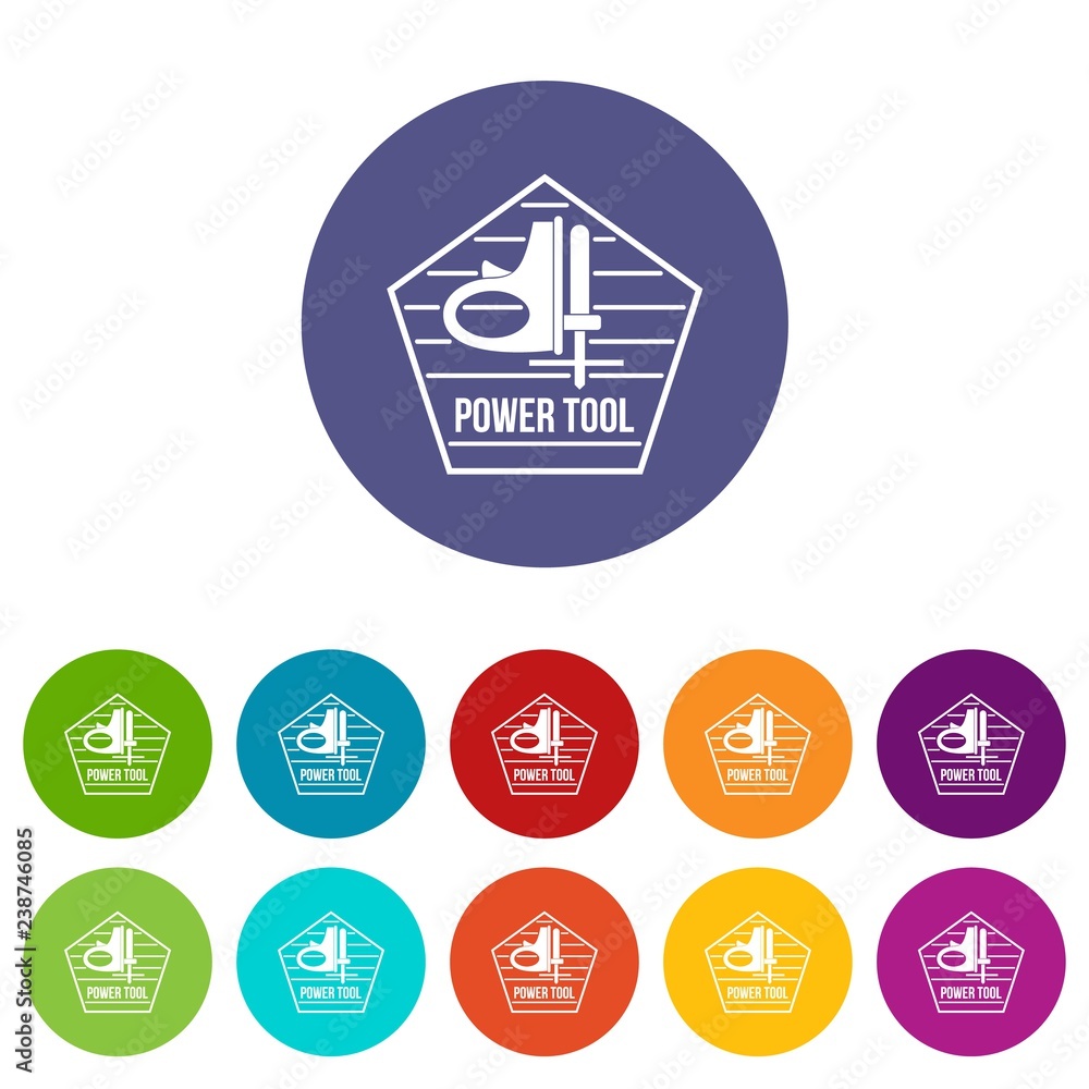 Poster power instrument icons color set vector for any web design on white background
