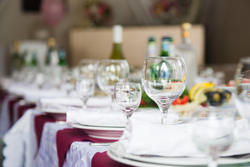 Served table in the restaurant 