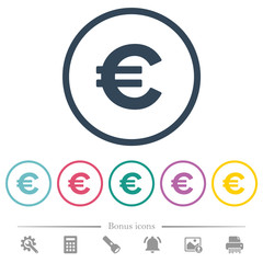 Obraz premium Euro sign flat color icons in round outlines
