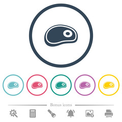 Obraz premium Steak flat color icons in round outlines