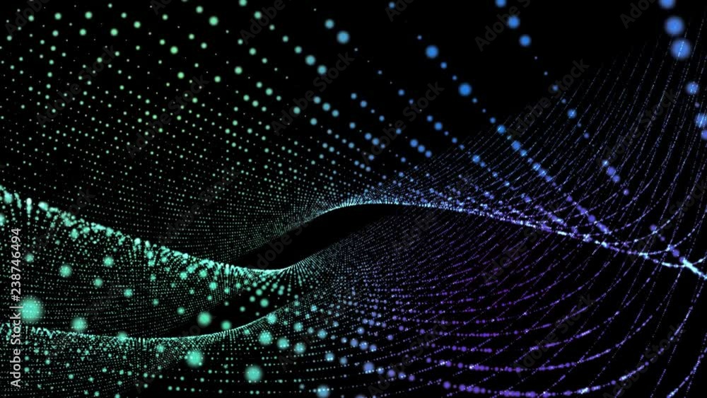 Poster background particle movement. pattern glow particles on black background. motion abstract points. 4k