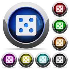 Dice five round glossy buttons
