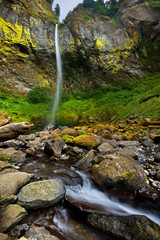 Elowah Falls, a beautiful tall waterfall in America's Pacific Northwest, Oregon