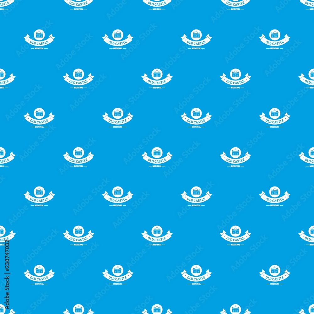 Poster old castle pattern vector seamless blue repeat for any use