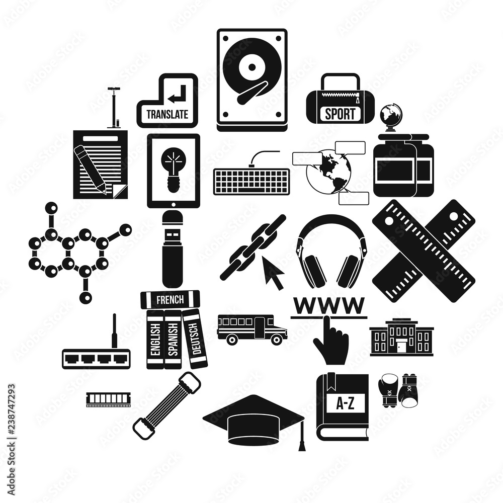 Poster theory icons set. simple set of 25 theory vector icons for web isolated on white background