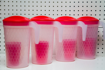 plastic jugs with plastic cups