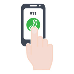 Smartphone Dialing Emergency Number On Screen Isolated On A White Background. Vector Icon Illustration. Unique Pattern Design For Brochures, Web, Printed Materials, Logos