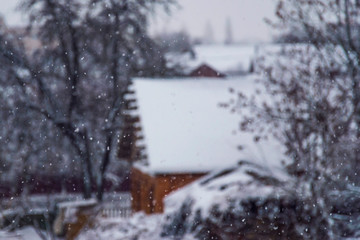 the house is snowing in winter