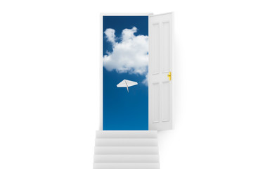 青空へ開く扉と紙飛行機のイラストcg Wall Mural Wallpaper Murals Radiorio