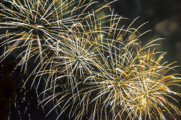 yellow orange bright blurred fireworks effect abstract colorful background holiday&nbsp;