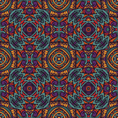 Tiled ethnic pattern for fabric. Abstract geometric mosaic vintage seamless pattern ornamental.