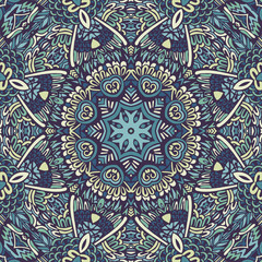 blue abstract winter star background seamless vector mandala pattern