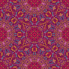 Tribal indian ethnic seamless design. Festive colorful mandala pattern. Geometric mandala frame border