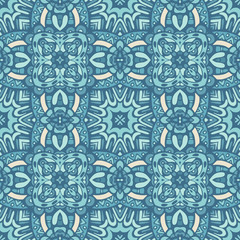 Damask seamless tiles vector surface design in blue and white